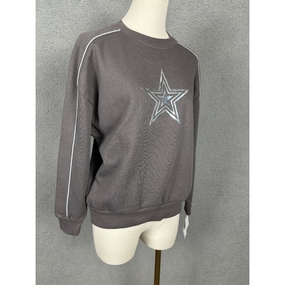 Rebellious One Women's Juniors' Star Applique Crewneck Sweatshirt Gray XS NWT's - Picture 3 of 8